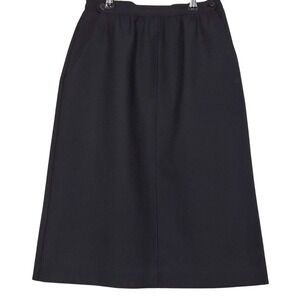 Haberdasbery Black A Line‎ 8 Midi Skirt Elastic Waist Pockets Career Womens  Lq